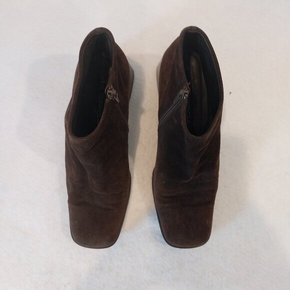 Via Spiga Booties Womens 8.5 M Brown Suede Block Heel Ankle Boots Made in Italy. - Picture 5 of 10
